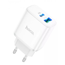 Сетевое зарядное устройство Hoco C105A USB-A+USB-C (20W · 3A) (White)