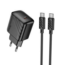 Сетевое зарядное устройство Hoco CS24A USB-C (25W · 3A) с кабелем Type-C – Type-C (Black)