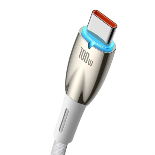 Кабель Baseus Glimmer Series Fast Charging Type-C – Type-C (1 м · 100W · 5A) (CADH000702) (White)