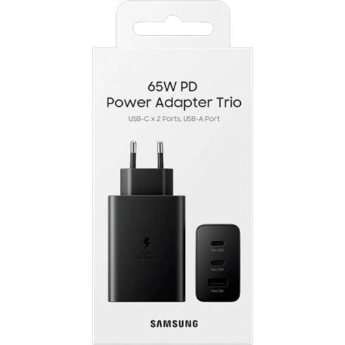 Сетевое зарядное устройство Samsung USB-A+2xUSB-C (65W) (Service) (Black)