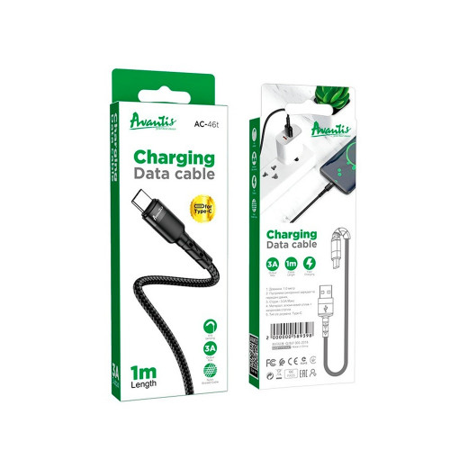 Кабель Avantis AC46t USB-A – Type-C (1 м · 15W · 3A) (Black)