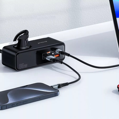 Мережевий фільтр Proove Homester Pro на 1 розетку (65W · 2xUSB-A+2xUSB-C · 1.5 м) (Black)