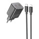 Мережевий зарядний пристрій Hoco N42 2xUSB-C (45W · 3A) з кабелем Type-C – Lightning (Black)