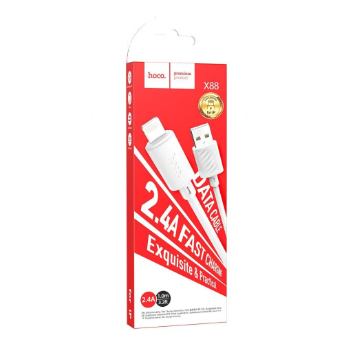 Кабель Hoco X88 USB-A – Lightning (1 м · 12W · 2.4A) (White)