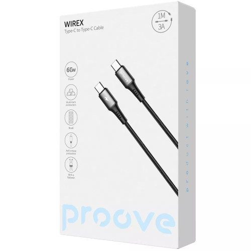 Кабель Proove WireX Type-C – Type-C (1 м · 60W · 3A) (Black)