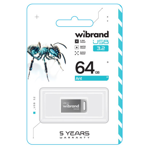 Флешка Wibrand Ant 64GB USB 3.2 Gen 1 (Silver)