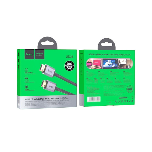 Кабель Hoco US03 HDMI – HDMI (3 м · 4K) (Black)