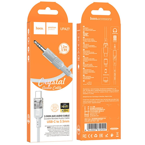 Аудиокабель AUX Hoco UPA27 Type-C – 3.5 мм (1.2 м) (Gray)