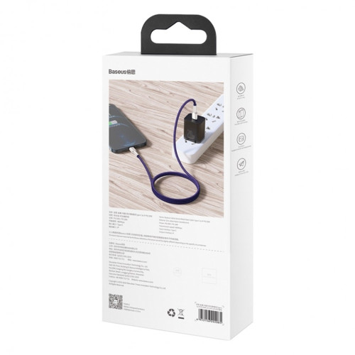 Кабель Baseus Cafule Metal Type-C – Lightning (1 м · 20W · 2.4A) (CATLJK-A05) (Purple)