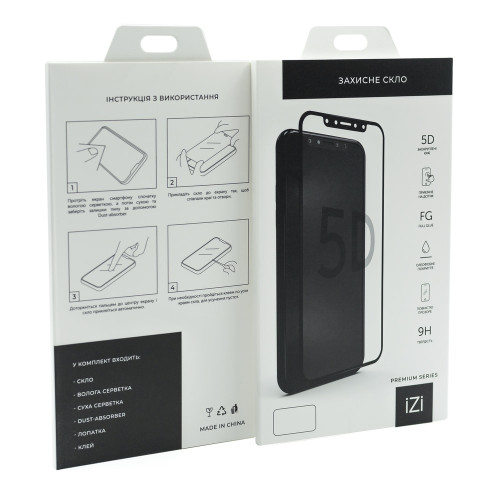 Захисне скло іЗі Premium для Xiaomi Redmi Note 12 (5G) (Full Glue) (5D) (Black)