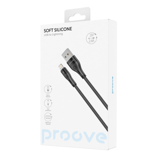 Кабель Proove Soft Silicone USB-A – Lightning (1 м · 12W · 2.4A) (Black)