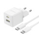 Сетевое зарядное устройство Baseus Palm Fast Charger USB-A+USB-C (30W · 3A) с кабелем Type-C – Type-C 60W (P1011160A213-01) (White)