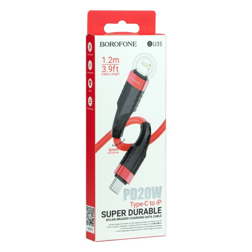Кабель Borofone BU35 Type-C – Lightning (1.2 м · 20W · 3A) (Red)