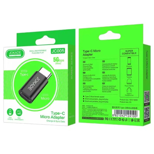 Переходник OTG Jokade JC005 Type-C to Micro USB black