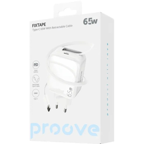 Сетевое зарядное устройство Proove Fixtape USB-C (65W · 3A) (White)