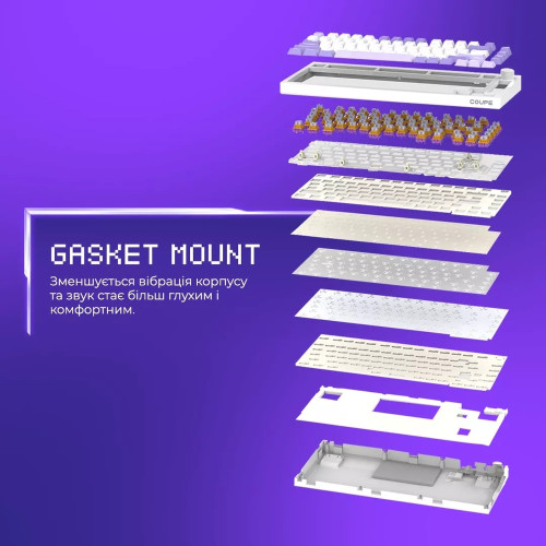Клавіатура бездротова Proove Gaming Coupe (Ukraine Layout) (White/Purple)