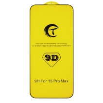 Защитное стекло CT 9D для Apple iPhone 15 Pro Max (Full Glue) (Black)