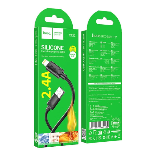 Кабель Hoco X122 USB-A – Lightning (1 м · 12W · 2.4A) (Black)