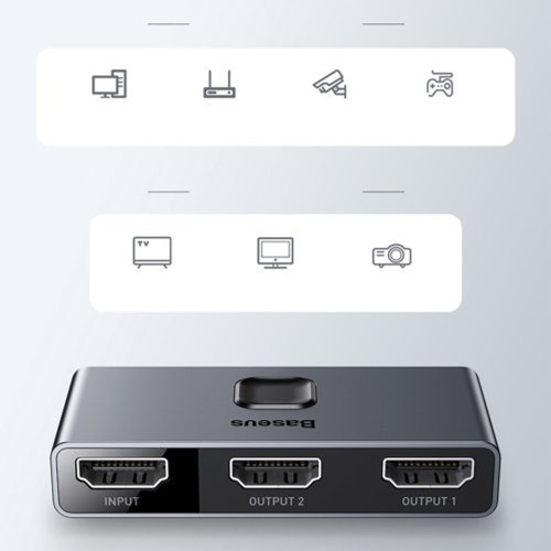 Переходник Baseus Matrix HDMI Splitter 2в1 or 1 in 2 (Space Gray)