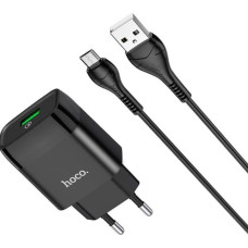 Мережевий зарядний пристрій Hoco C72Q USB-A (18W · 3A) з кабелем USB-A – Micro-USB (Black)