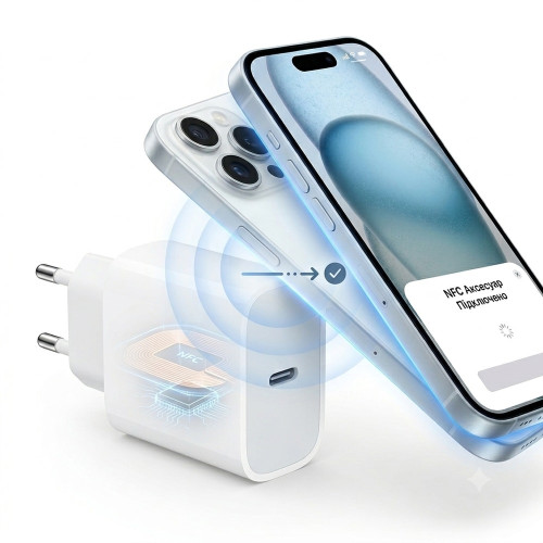 Сетевое зарядное устройство для iPhone USB-C with NFC (20W) (NO LOGO) (White)