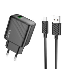 Мережевий зарядний пристрій Hoco CS21A USB-A (18W · 3A) з кабелем USB-A – Micro-USB (Black)