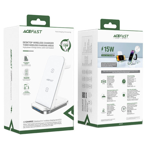 Бездротовий зарядний пристрій ACEFAST E15 3в1 (15W) (White)
