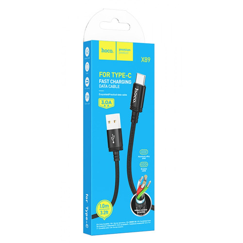 Кабель Hoco X89 USB-A – Type-C (1 м · 15W · 3A) (Black)