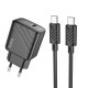 Сетевое зарядное устройство Hoco CS22A USB-C (30W · 3A) с кабелем Type-C – Type-C (Black)