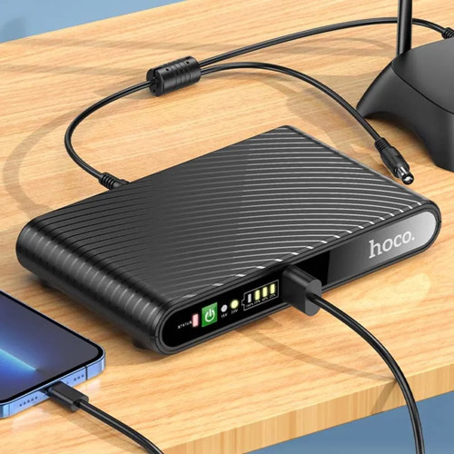 Безперебійний блок живлення Hoco DB63 Portable DC UPS 5V 9V 12V (10000 mAh) (Black)