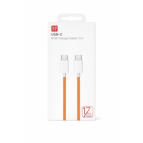 Кабель для iPhone 17 Type-C – Type-C (NO LOGO) (1 м · 60W · 3A) (Orange)