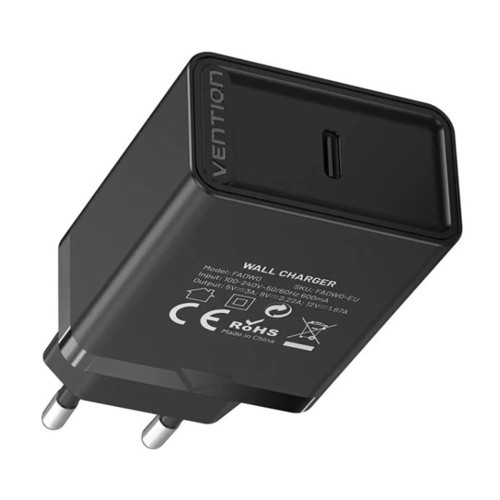 Сетевое зарядное устройство Vention FADB0-EU USB-C (20W · 3A) (Black)