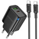 Сетевое зарядное устройство Borofone BA83A USB-A+USB-C (20W · 3A) с кабелем Type-C – Type-C (Black)