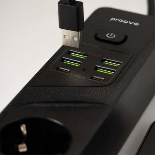 Мережевий фільтр Proove Power Socket P-04 на 4 розетки (4xUSB-A+2xUSB-C · 3 м) (Black)