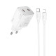 Сетевое зарядное устройство Hoco N42 2xUSB-C (45W · 3A) с кабелем Type-C – Lightning (White)