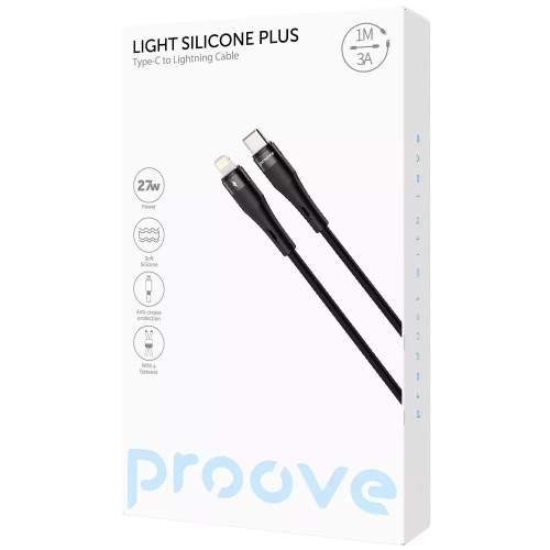 Кабель Proove Light Silicone Plus Type-C – Lightning (1 м · 27W · 3A) (Black)