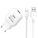 Сетевое зарядное устройство XO L37 USB-A (10W · 2.1A) с кабелем USB-A – Micro-USB (White)