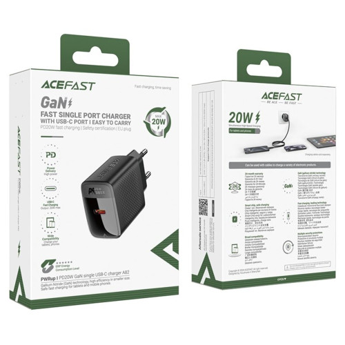 Сетевое зарядное устройство Acefast A82 USB-C (20W · 3A) (Black)
