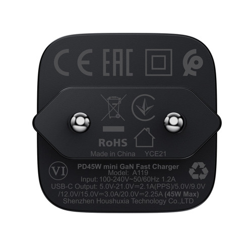 Мережевий зарядний пристрій Acefast A119 PD45W USB-C (3A) (Black)