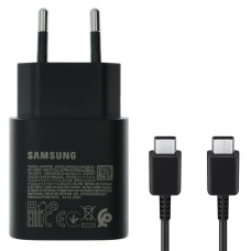 Сетевое зарядное устройство Samsung EP-TA800 USB-C retail packing (25W · 3A) с кабелем Type-C (Service) (Black)