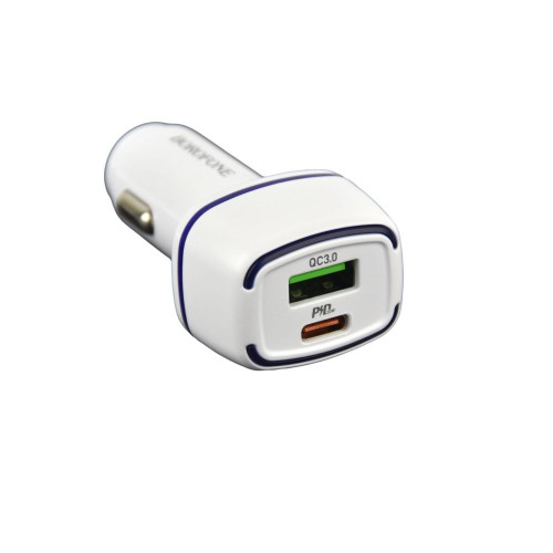 Автомобільний зарядний пристрій Borofone BZ14A USB-A+USB-C з кабелем C -C (20W · 3A) (White)