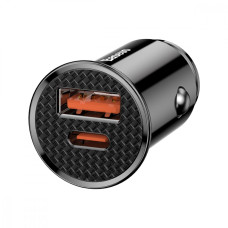 Автомобильное зарядное устройство Baseus Circular Plastic USB-A+USB-C (30W · 3A) (Black)