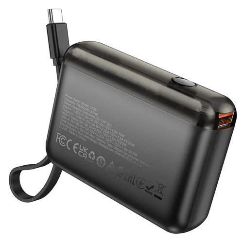Повербанк Hoco J139 Hero PD20W+22.5W с кабелем Type-C (10000 mAh) (Black)
