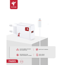 Мережевий зарядний пристрій FLYCDI FA-005 USB-A (18W · 3A) з кабелем USB-A – Micro-USB (White)
