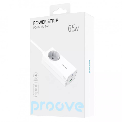 Мережевий фільтр Proove Power Strip PD-02 (65W · USB-A+2xUSB-C) (White)