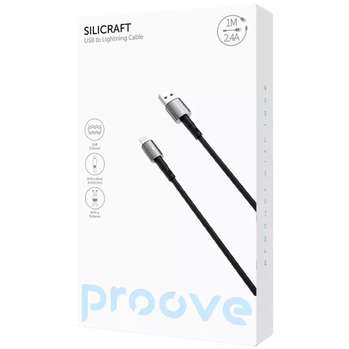 Кабель Proove Silicraft USB-A – Lightning (1 м · 12W · 2.4A) (Black)