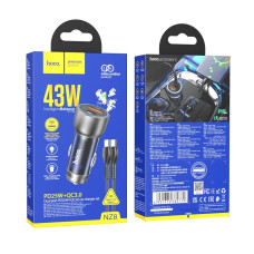 Автомобильное зарядное устройство Hoco NZ8 USB-A+USB-C (43W · 3A) с кабелем Type-C – Type-C (Blue)