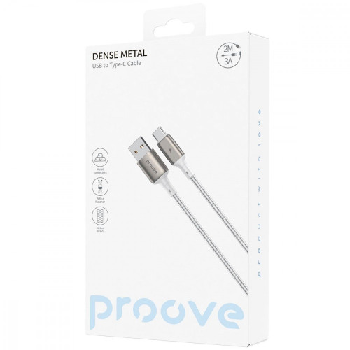 Кабель Proove Dense Metal USB-A – Type-C (2 м · 12W · 2.4A) (White)