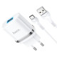 Сетевое зарядное устройство Hoco N1 USB-A (12W · 2.4A) с кабелем USB-A – Type-C (White)