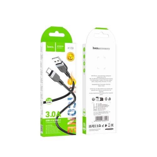 Кабель Hoco X109 USB-A – Type-C (1 м · 15W · 3A) (Black)